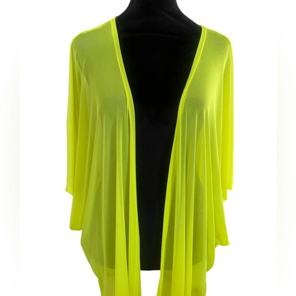 Neon yellow,green, kimono,flowing, sheer,swim cover Large,OS,New - Picture 3 of 5